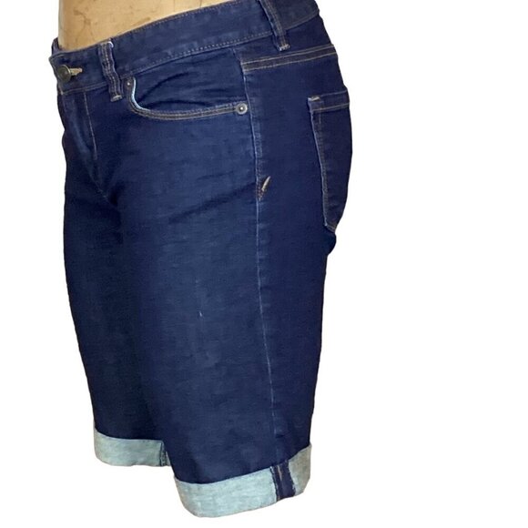 LOFT Modern Denim Jean Bermuda Walking Shorts Sz 2 Dark Wash Blue 289E - Picture 6 of 9